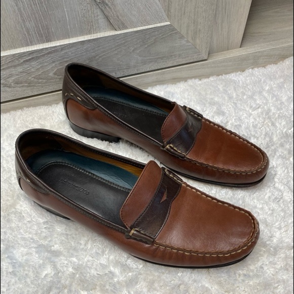 -Vintage H.S. Trask Classic Brown Tan Two Tone Leather Slip On Penny Loaf… - Picture 4 of 12